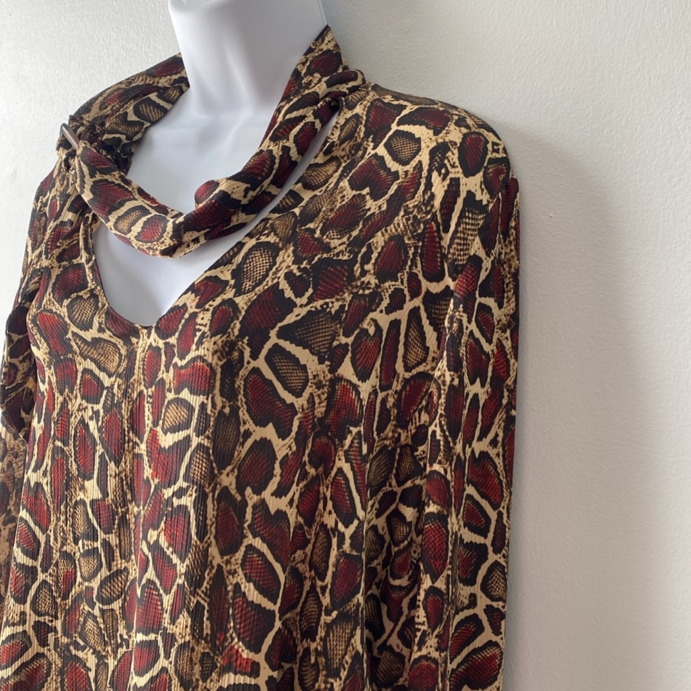 Zara Leopard Print Blouse - Red and Brown - Picture 5 of 11